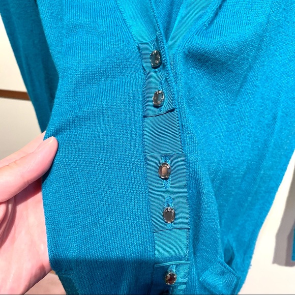 Club Monaco || Teal cardigan with jewel buttons - Picture 2 of 4